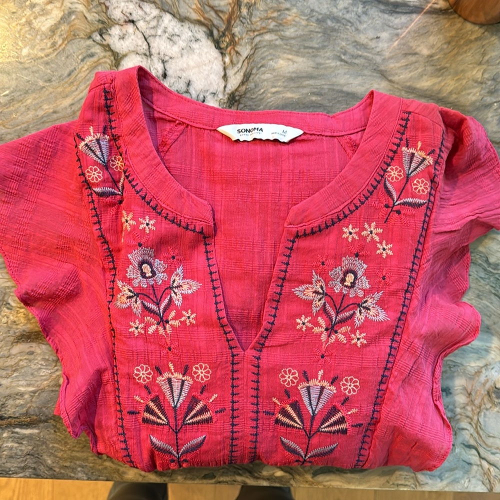 Sonoma embroidered red gauzy size medium dressss